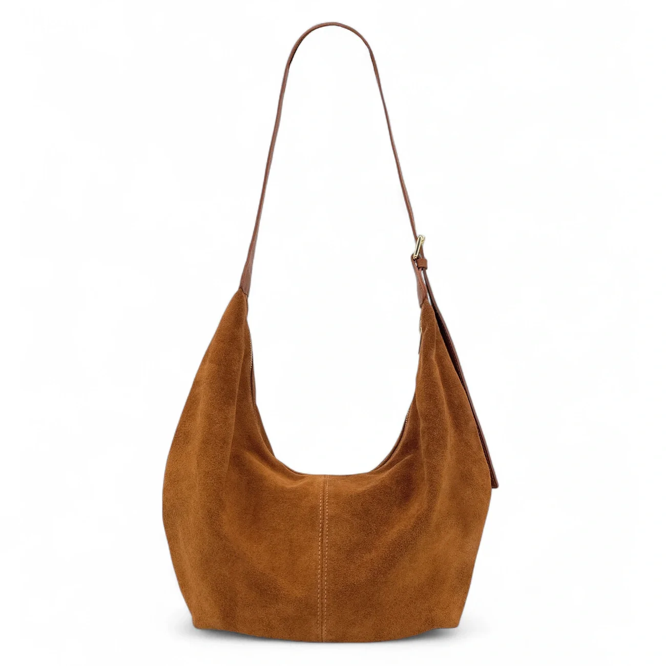 Besace demi-lune en daim HERMIONE Camel foncé - Image 4