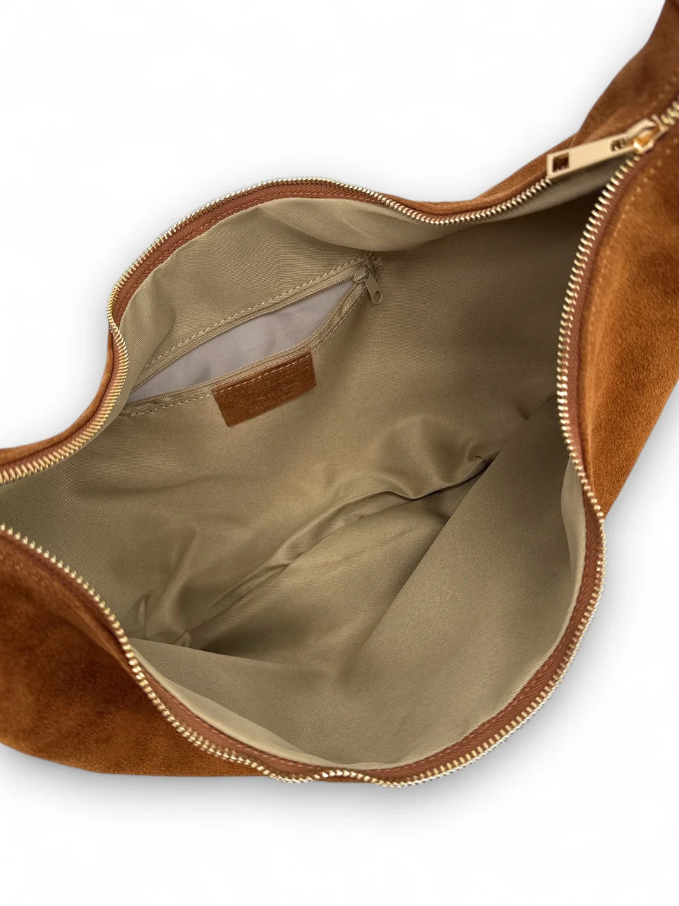 Besace demi-lune en daim HERMIONE Camel foncé - Image 7