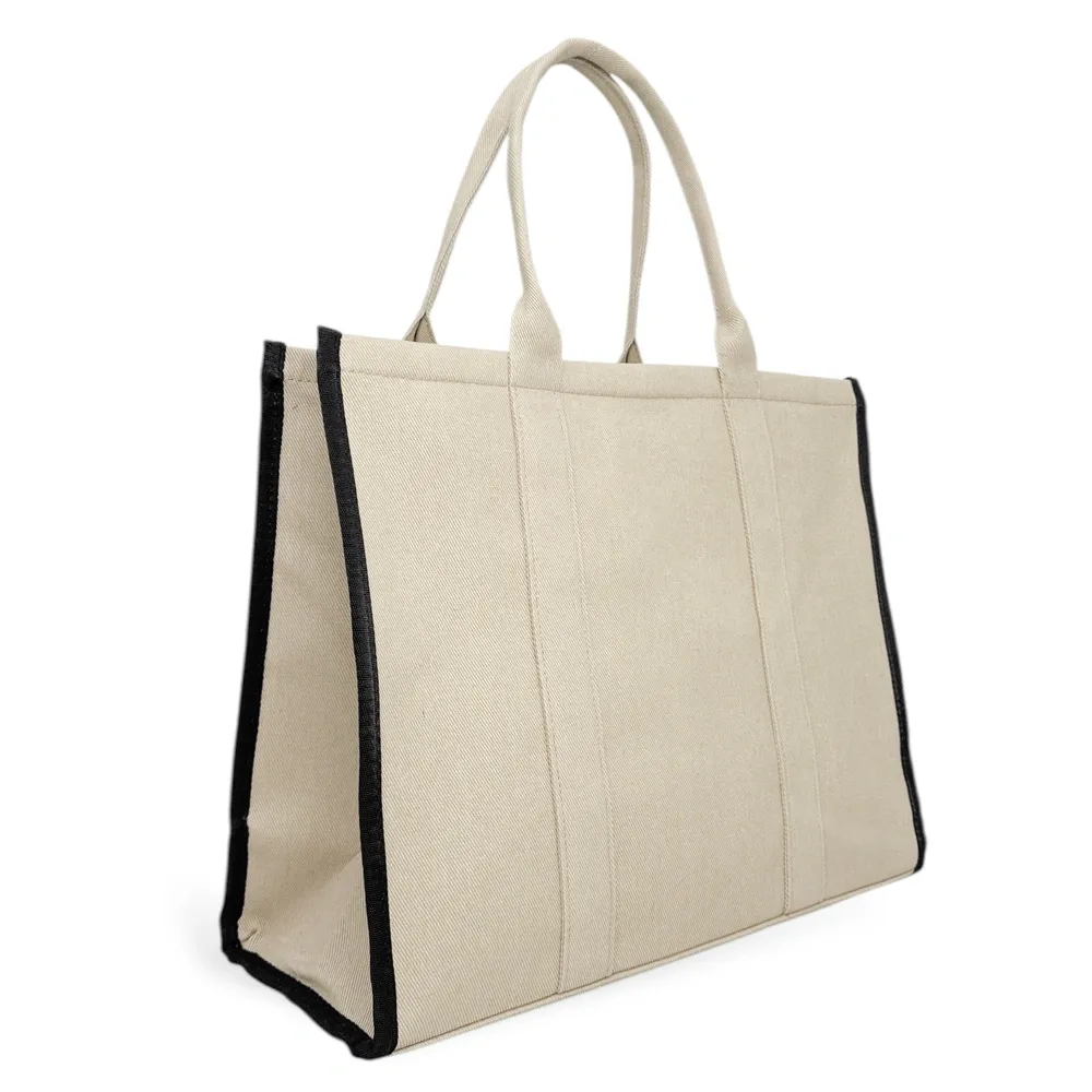 Cabas shopping en toile canvas LE CABAS Beige crème - Image 2
