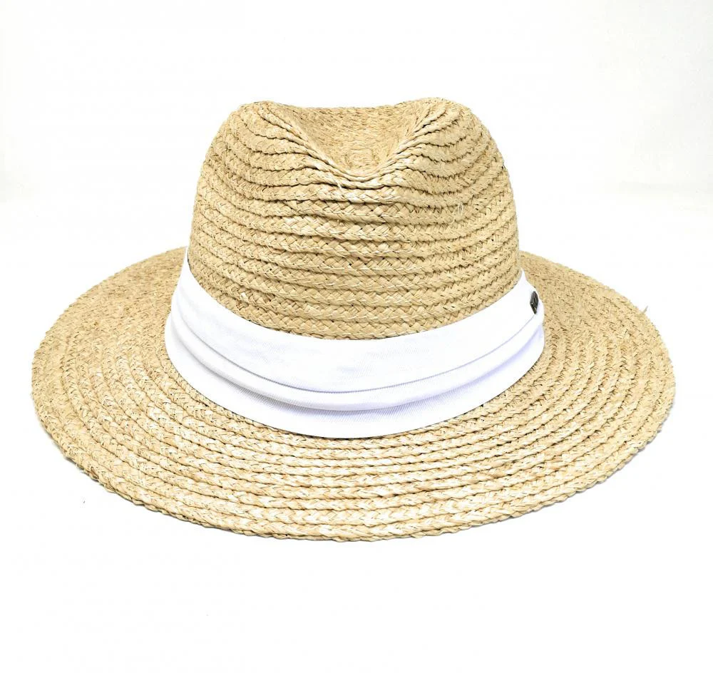 Chapeau en paille tressé brute PANAME Blanc