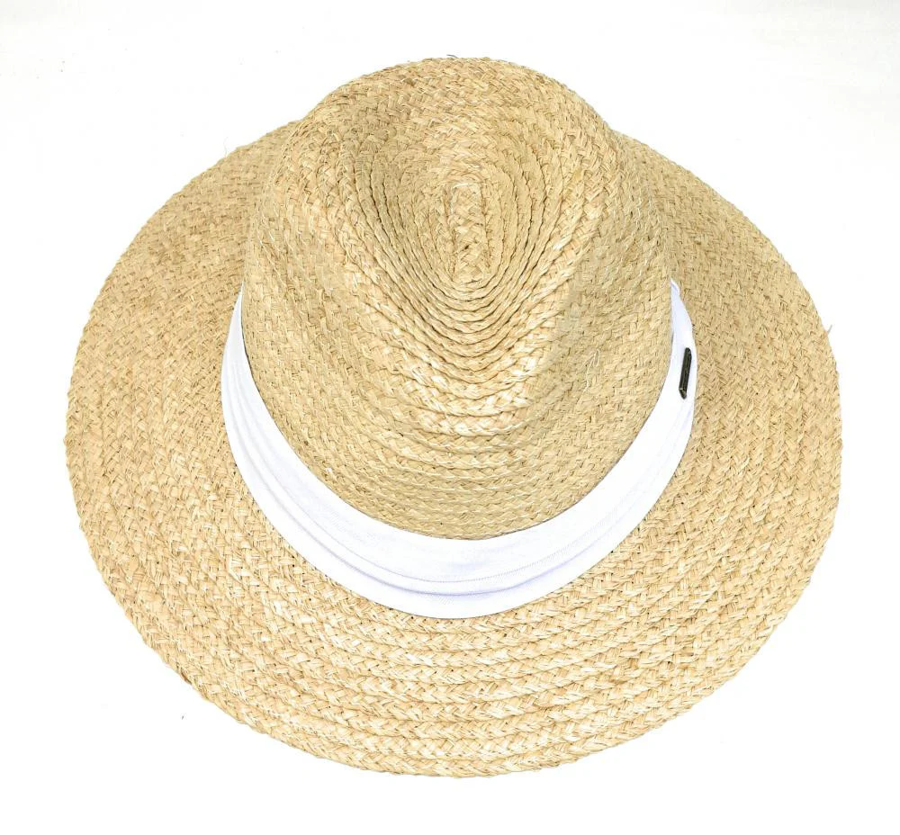 Chapeau en paille tressé brute PANAME Blanc - Image 2