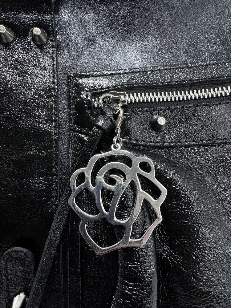 Charm de sac à main en métal argenté ROSE - Image 5