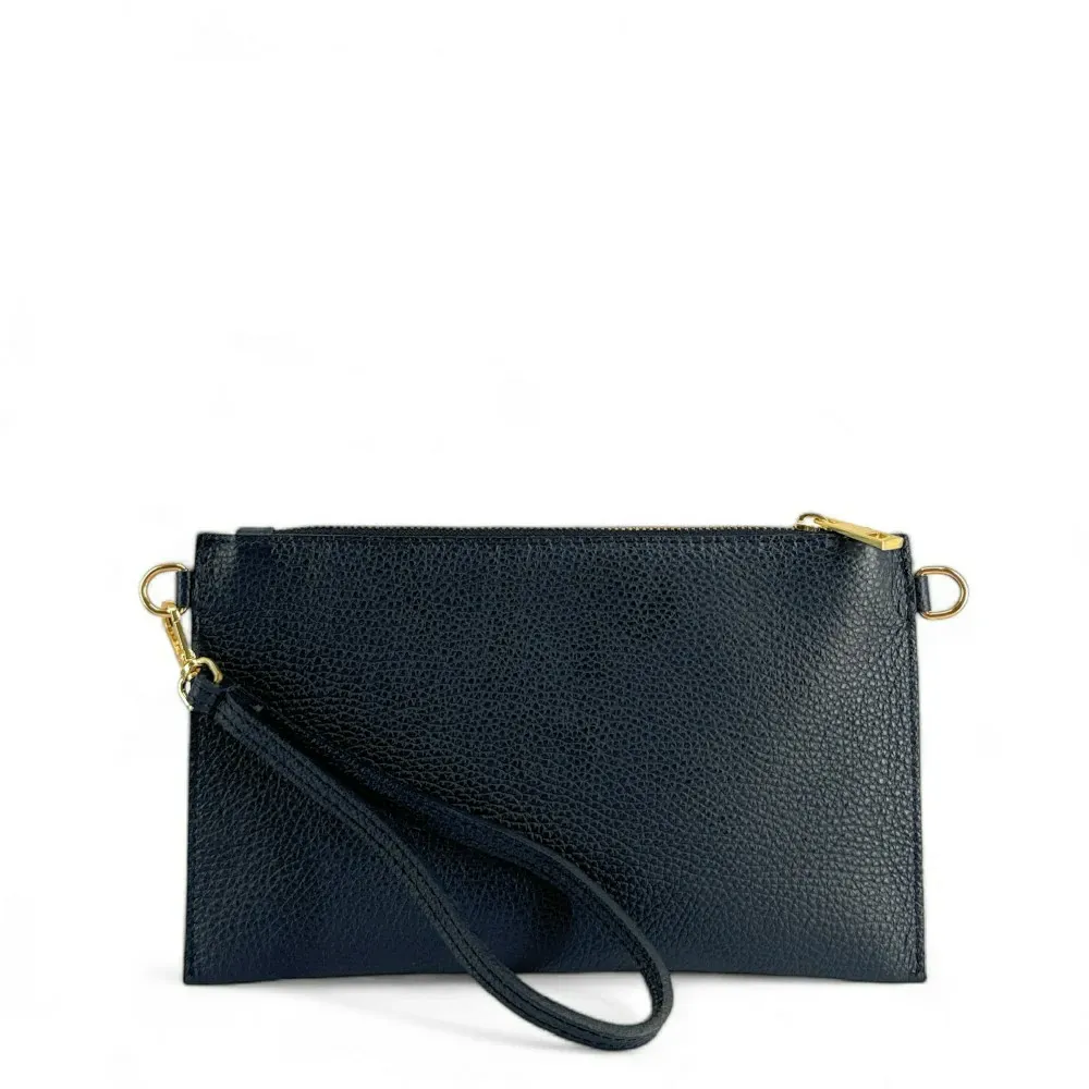 Ensemble sac pochette et porte-cartes en cuir grainé  TWICE Bleu marine - Image 2