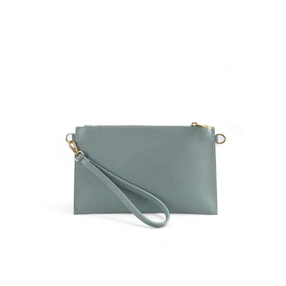 Ensemble sac pochette et porte-cartes en cuir grainé  TWICE Bleu pastel - Image 3