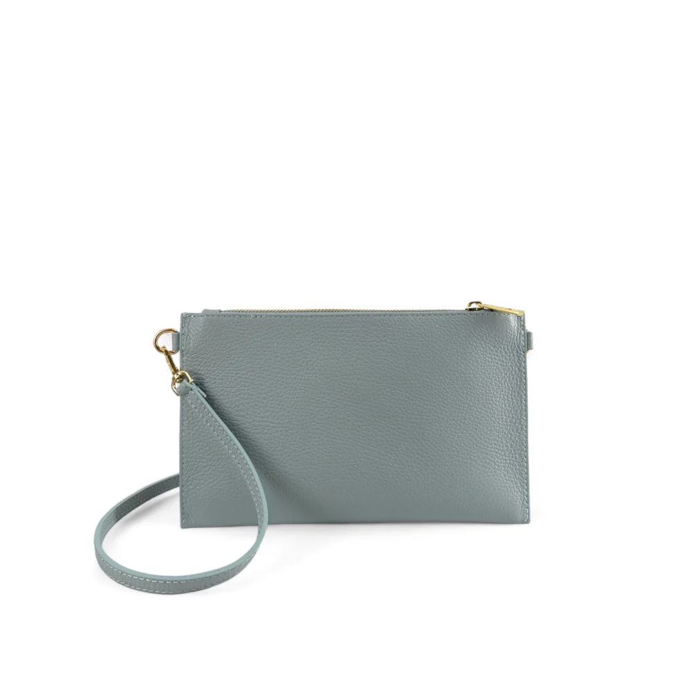 Ensemble sac pochette et porte-cartes en cuir grainé  TWICE Bleu pastel - Image 4