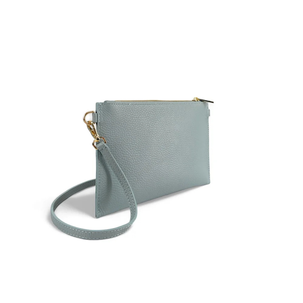 Ensemble sac pochette et porte-cartes en cuir grainé  TWICE Bleu pastel - Image 5