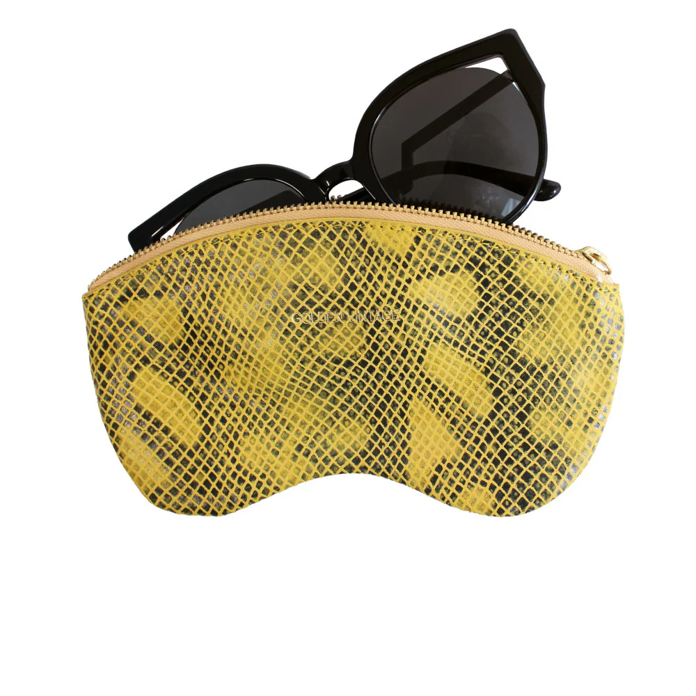 Etui à lunettes en cuir à motif python GOLDEN VINTAGE Serpent jaune - Image 2