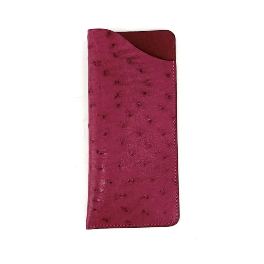 Etui à lunettes en cuir d'autruche édition Haute-couture Fuchsia - Image 4