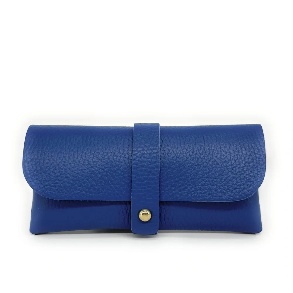 Etui à lunettes en cuir grainé LUMOS Bleu roi - Image 4