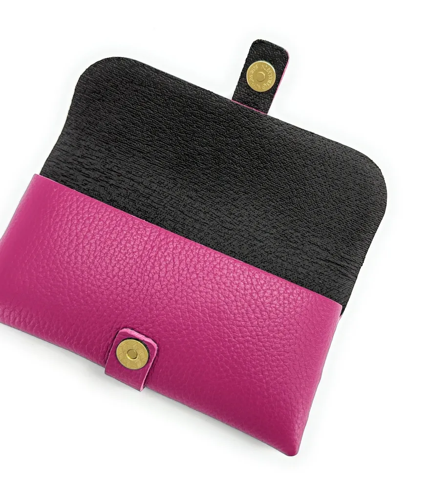 Etui à lunettes en cuir grainé LUMOS Rose fuchsia - Image 5