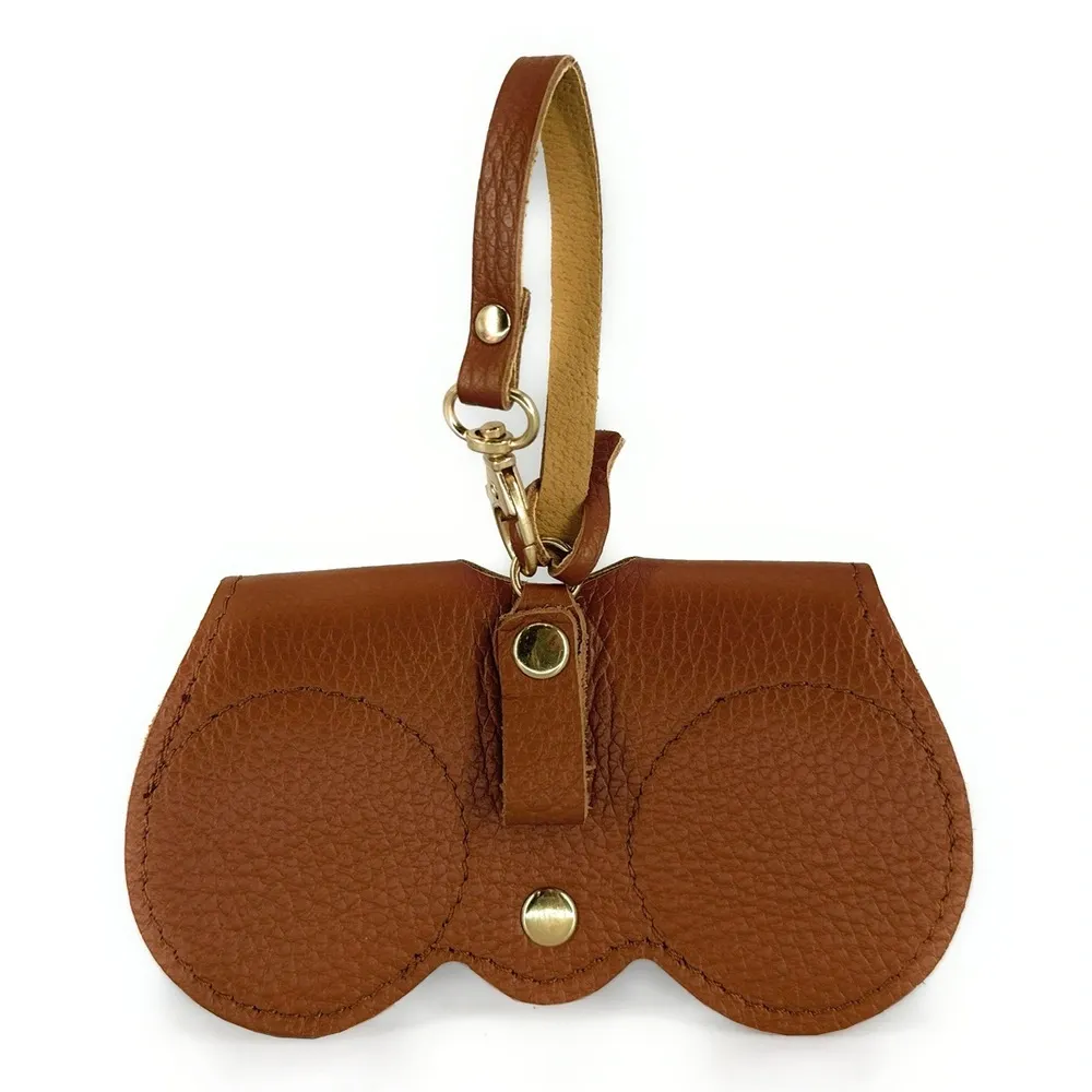 Etui à lunettes en cuir grainé PEANUT Cognac - Image 5