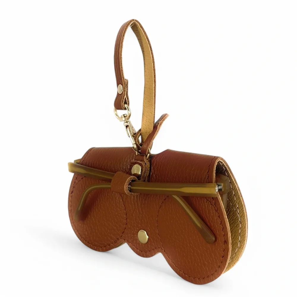 Etui à lunettes en cuir grainé PEANUT Cognac - Image 6