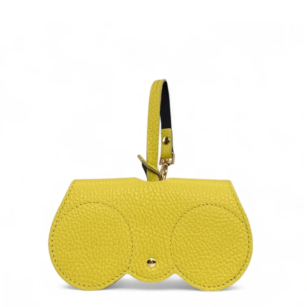 Etui à lunettes en cuir grainé PEANUT Jaune citron - Image 4