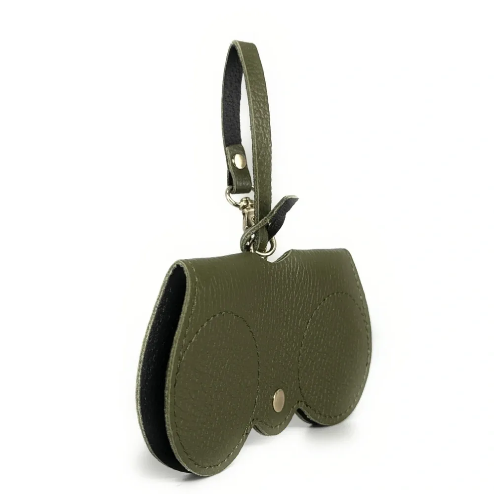 Etui à lunettes en cuir grainé PEANUT Kaki - Image 3