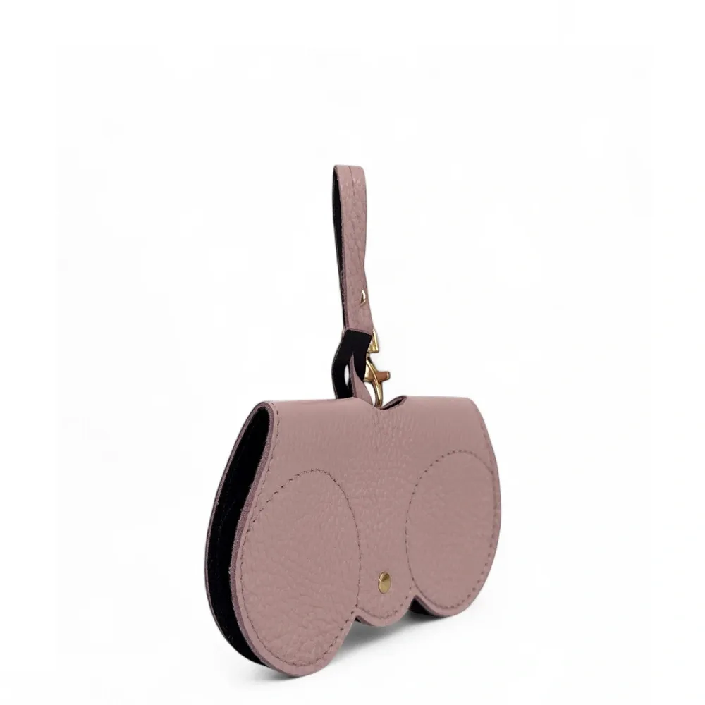 Etui à lunettes en cuir grainé PEANUT Rose poudre - Image 3
