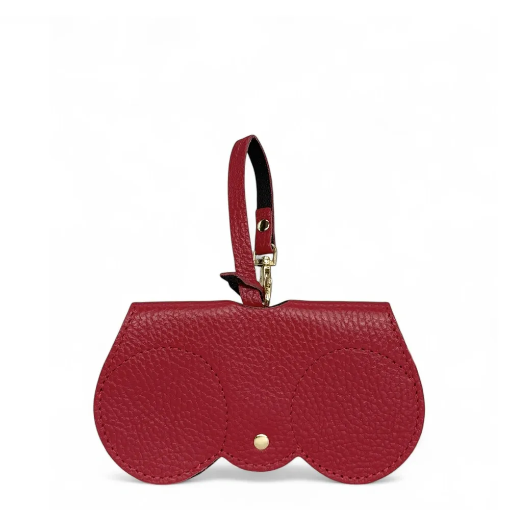 Etui à lunettes en cuir grainé PEANUT Rouge magenta - Image 4