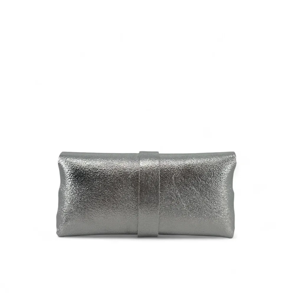 Étui à lunettes en cuir irisé LUMOS Argent clair - Image 5