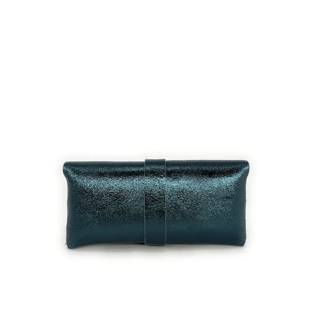 Étui à lunettes en cuir irisé LUMOS Bleu vert canard - Image 5