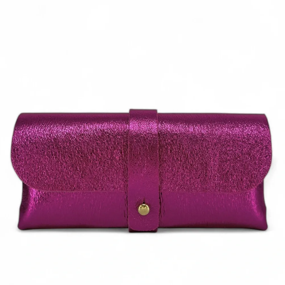Étui à lunettes en cuir irisé LUMOS Fuchsia irisé - Image 4