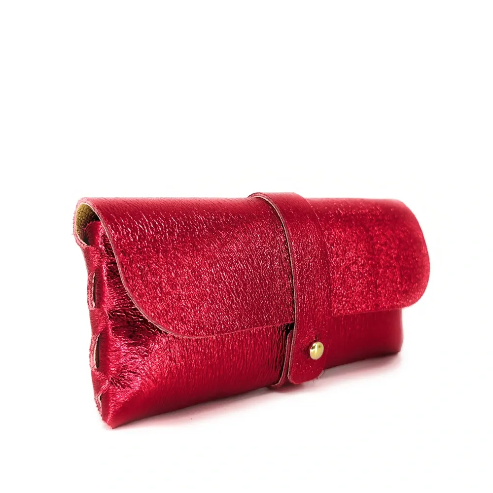 Étui à lunettes en cuir irisé LUMOS Rouge irisé - Image 2