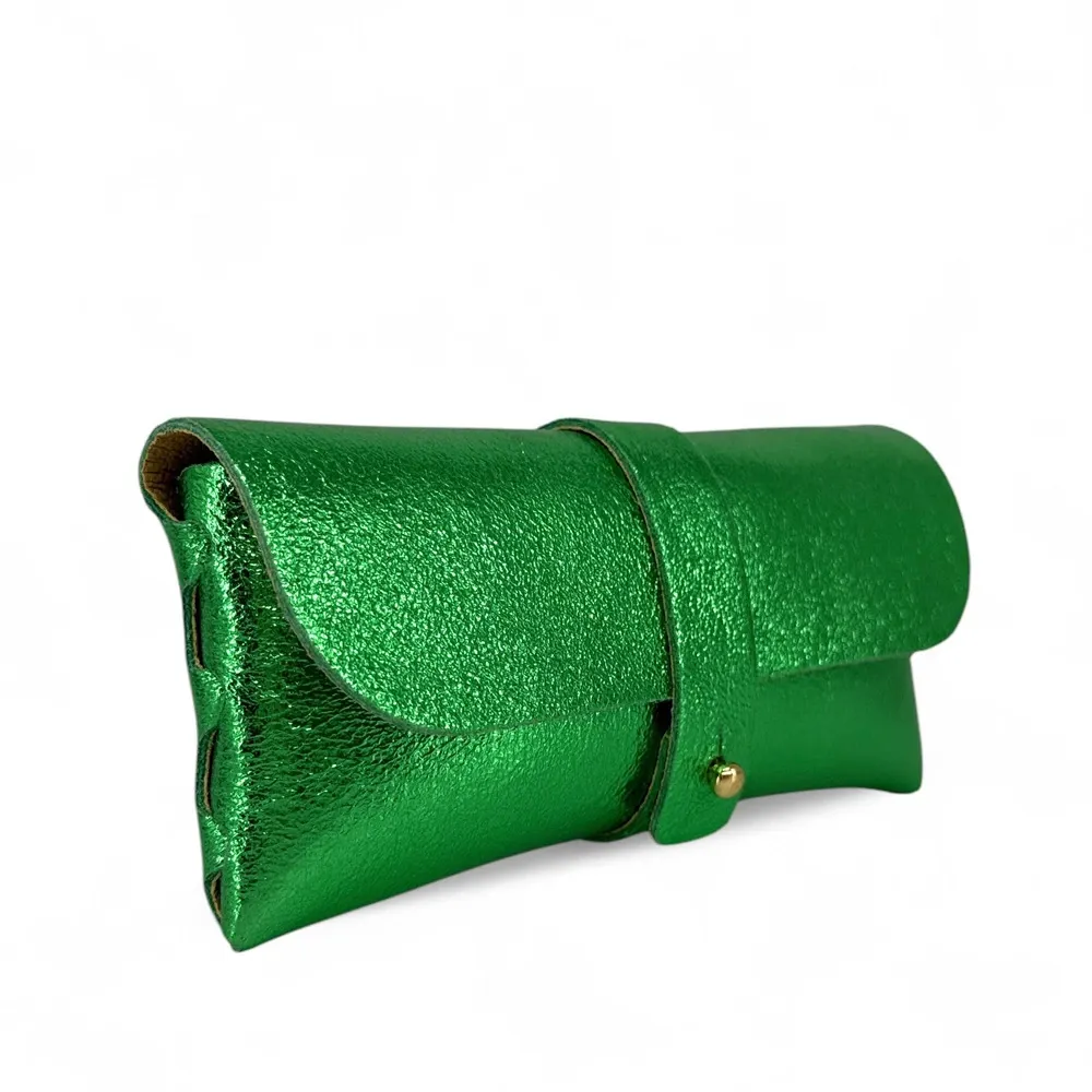 Étui à lunettes en cuir irisé LUMOS Vert anglais irisé - Image 2