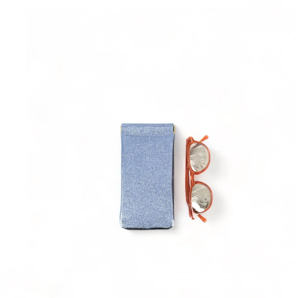 Etui à lunettes en cuir irisé OCULUS Bleu céleste - Image 2