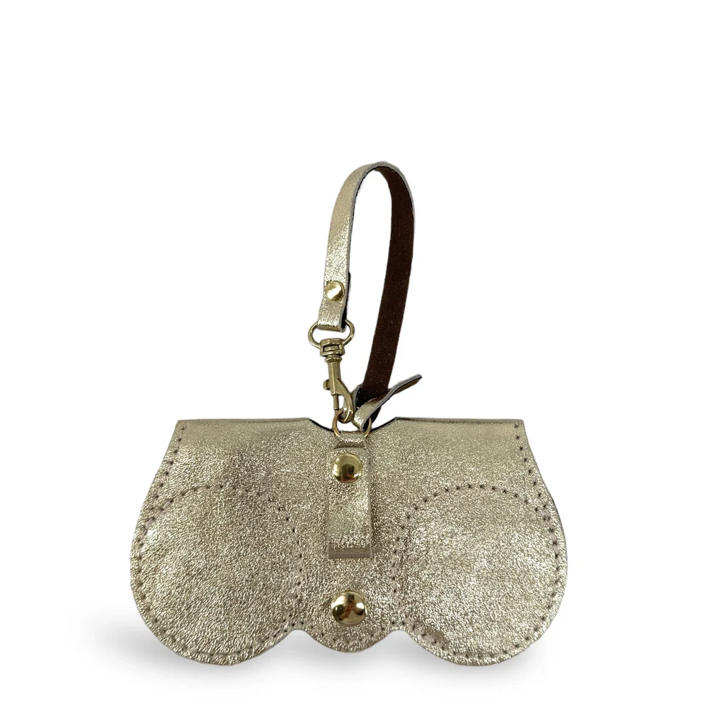 Etui à lunettes en cuir irisé PEANUT GLOW Or pâle - Image 5