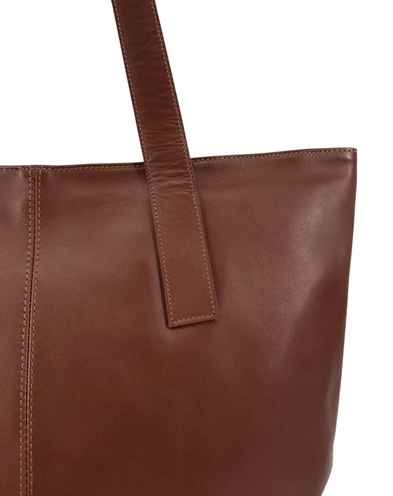 Sac cabas en cuir lisse TESS Châtaigne - Image 4