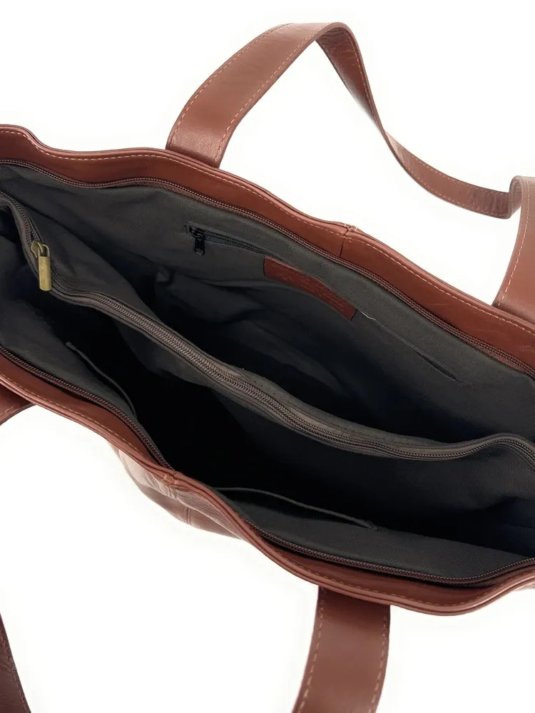 Sac cabas en cuir lisse TESS Châtaigne - Image 5