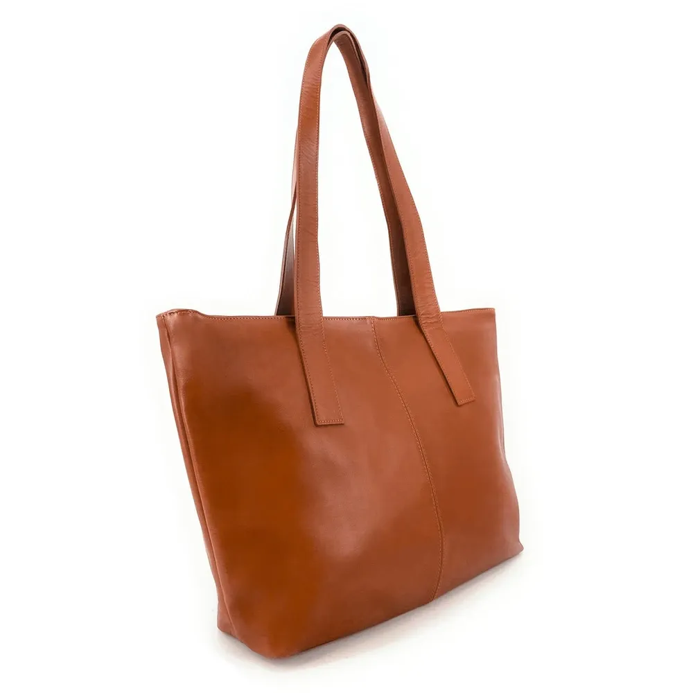 Sac cabas en cuir lisse TESS Cognac - Image 2