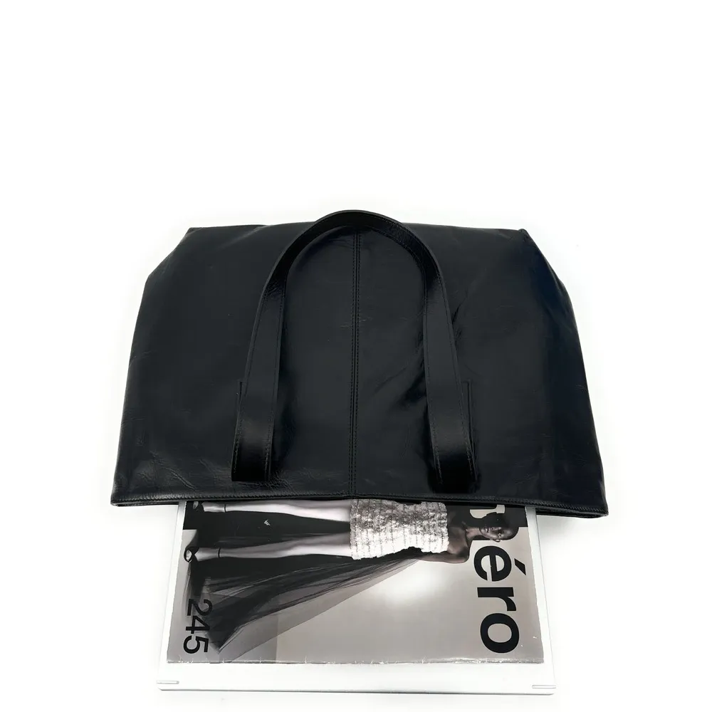 Sac cabas en cuir lisse TESS Noir - Image 3