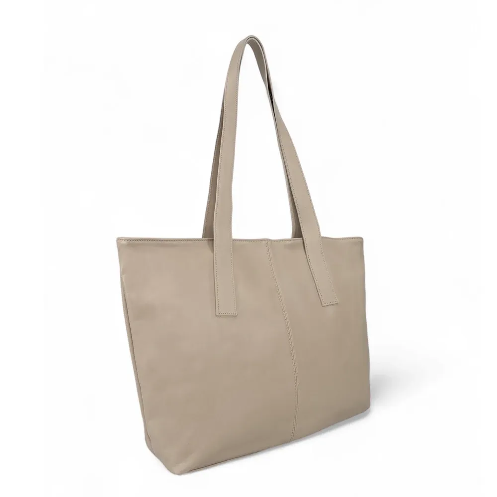 Sac cabas en cuir lisse TESS Taupe clair - Image 2