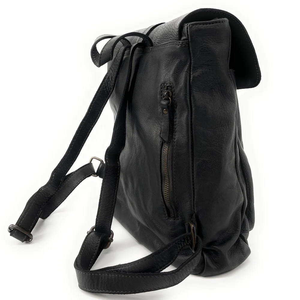 Grand sac à dos en cuir vintage SMITH (mr. & mrs.) Noir - Image 3
