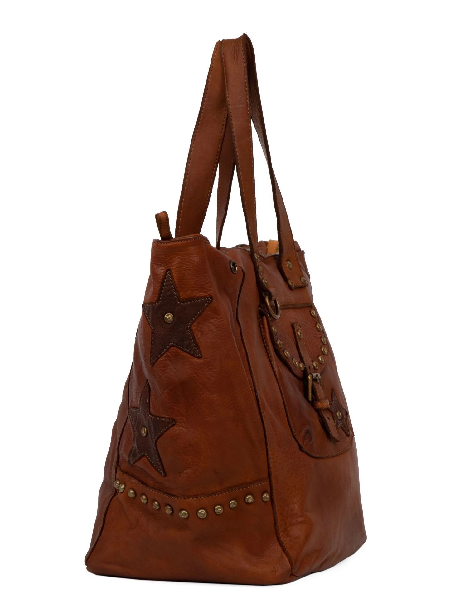 Sac cabas en cuir vintage MISS HOLLY Cognac - Image 2