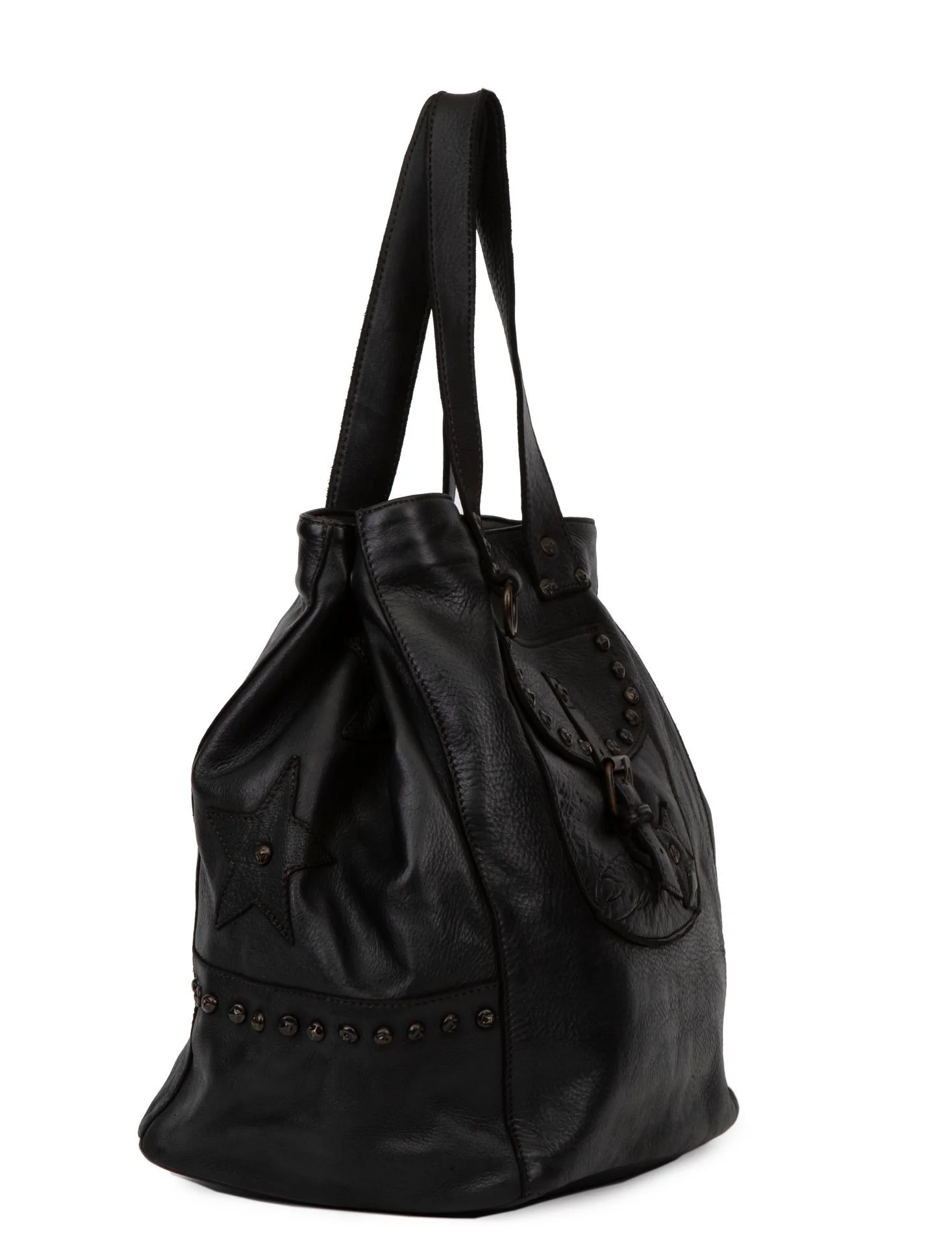 Sac cabas en cuir vintage MISS HOLLY Noir - Image 4