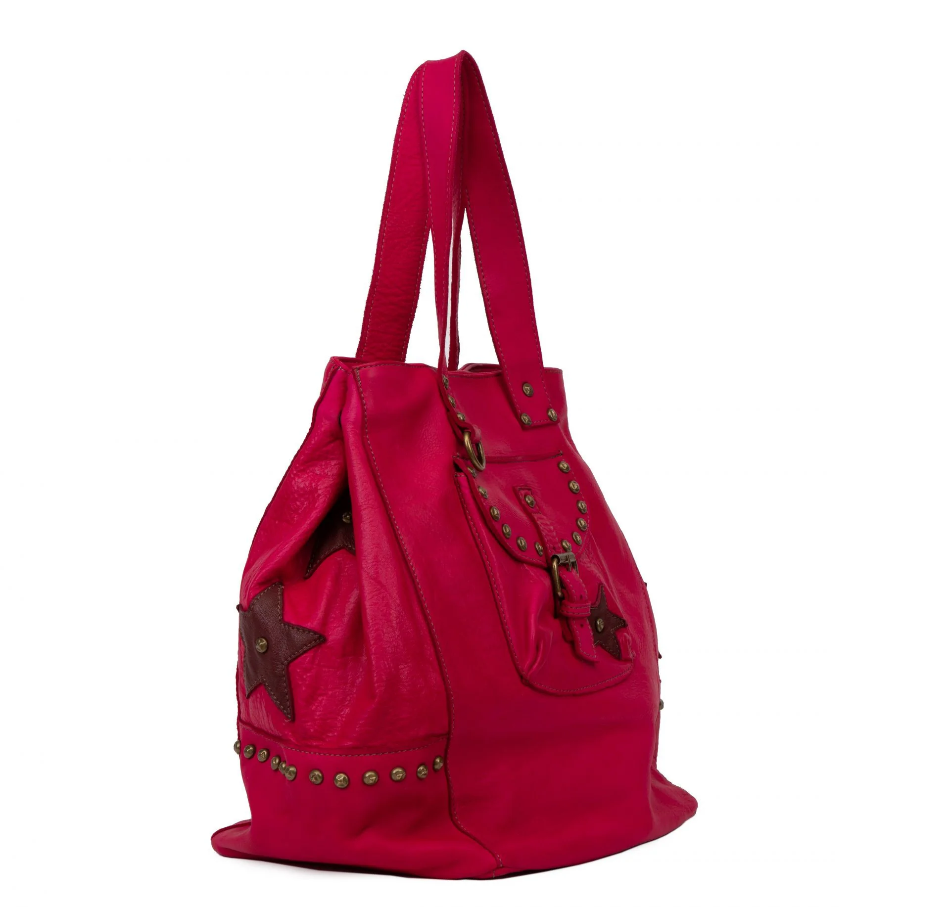 Sac cabas en cuir vintage MISS HOLLY Rose fuchsia - Image 4