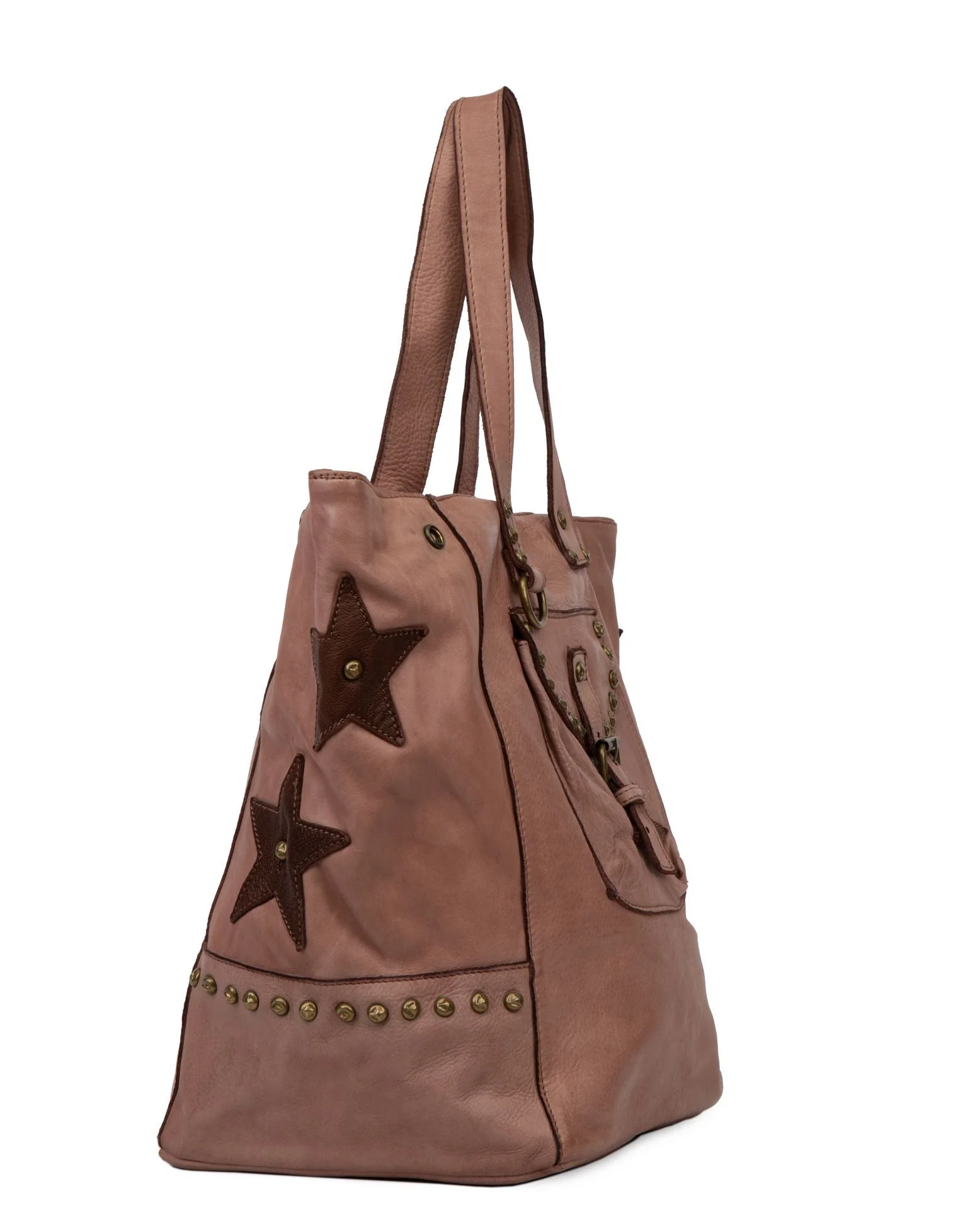 Sac cabas en cuir vintage MISS HOLLY Rose nude - Image 2