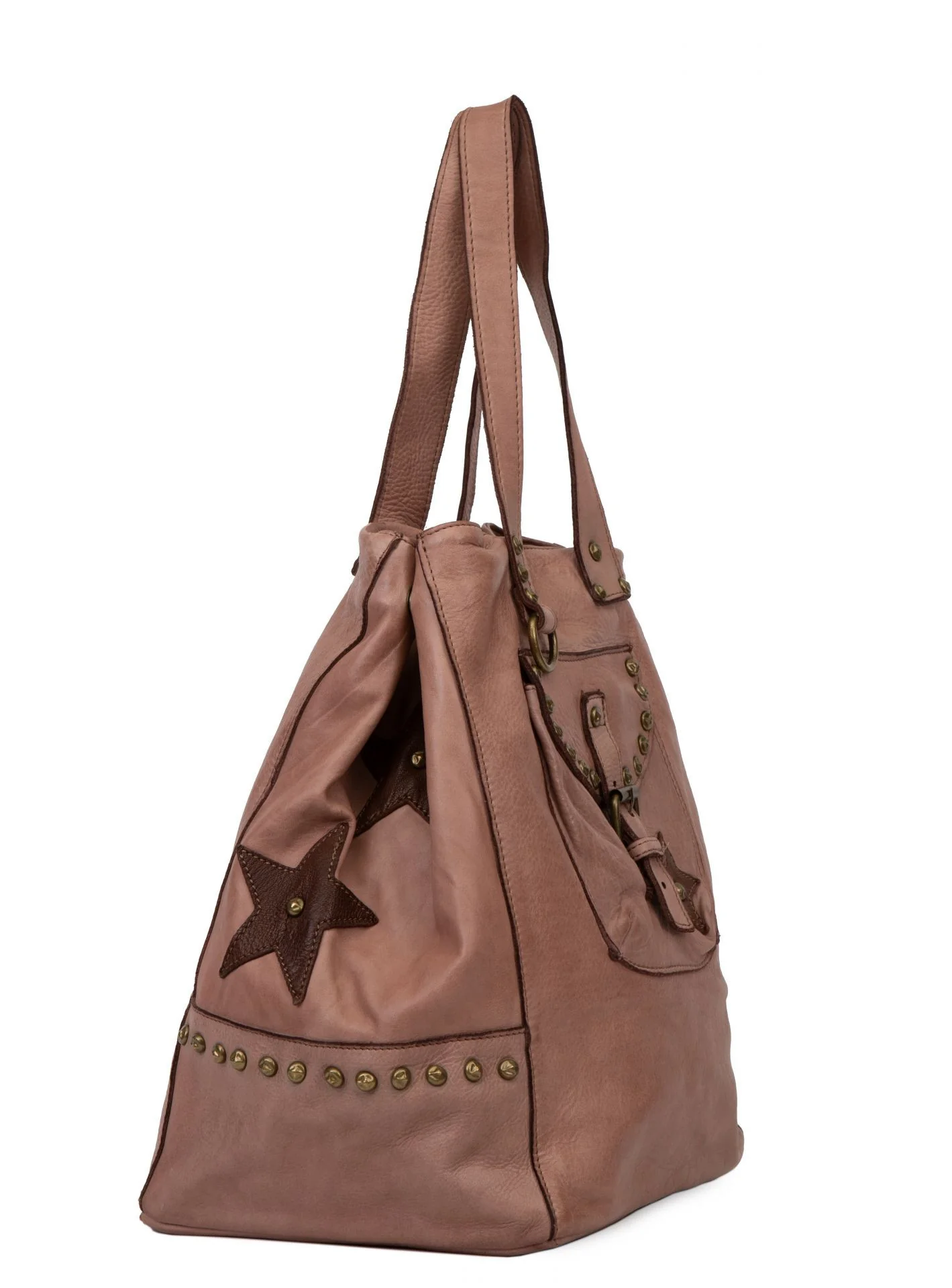 Sac cabas en cuir vintage MISS HOLLY Rose nude - Image 4