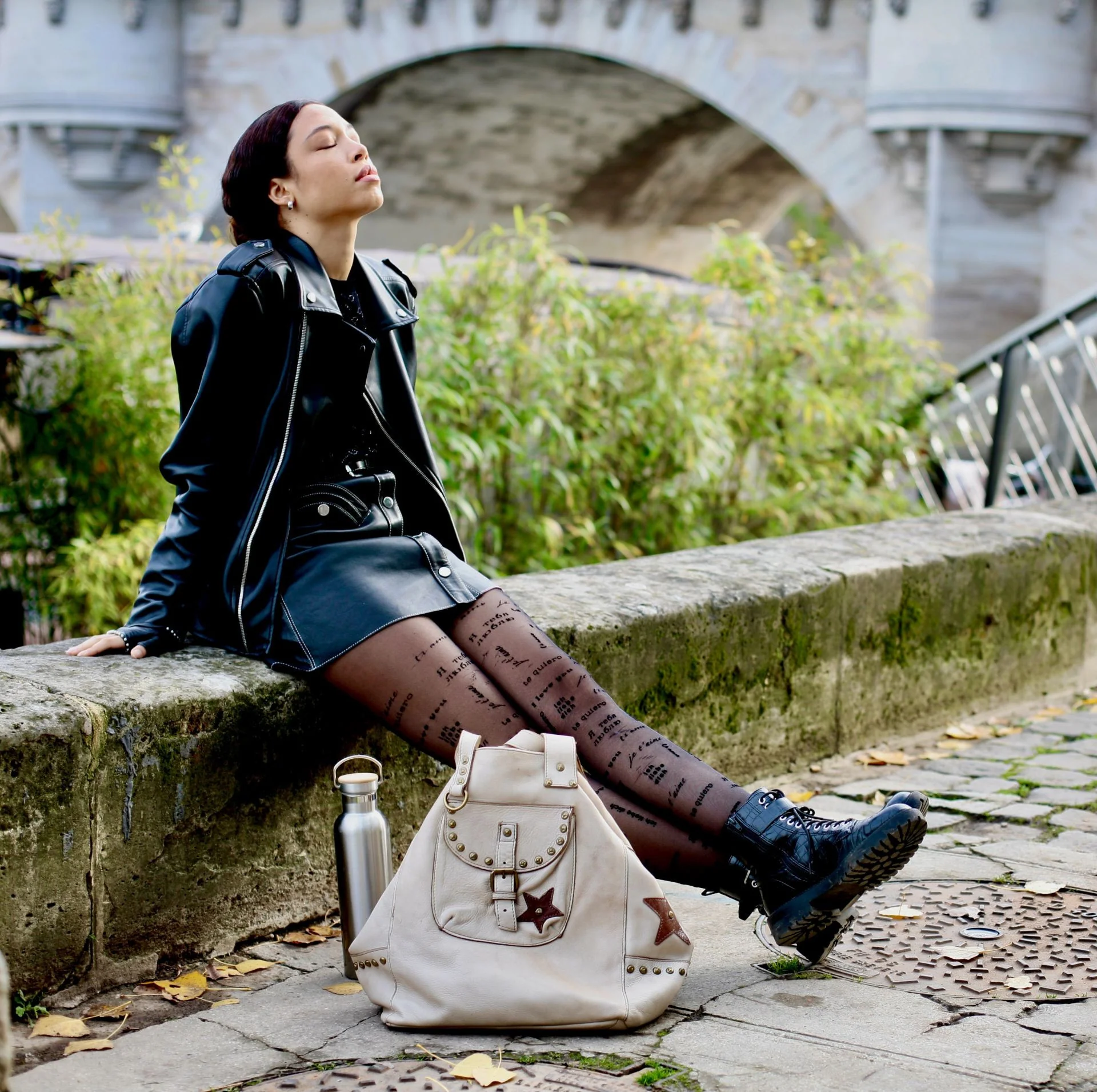 Sac cabas en cuir vintage MISS HOLLY Taupe clair - Image 2
