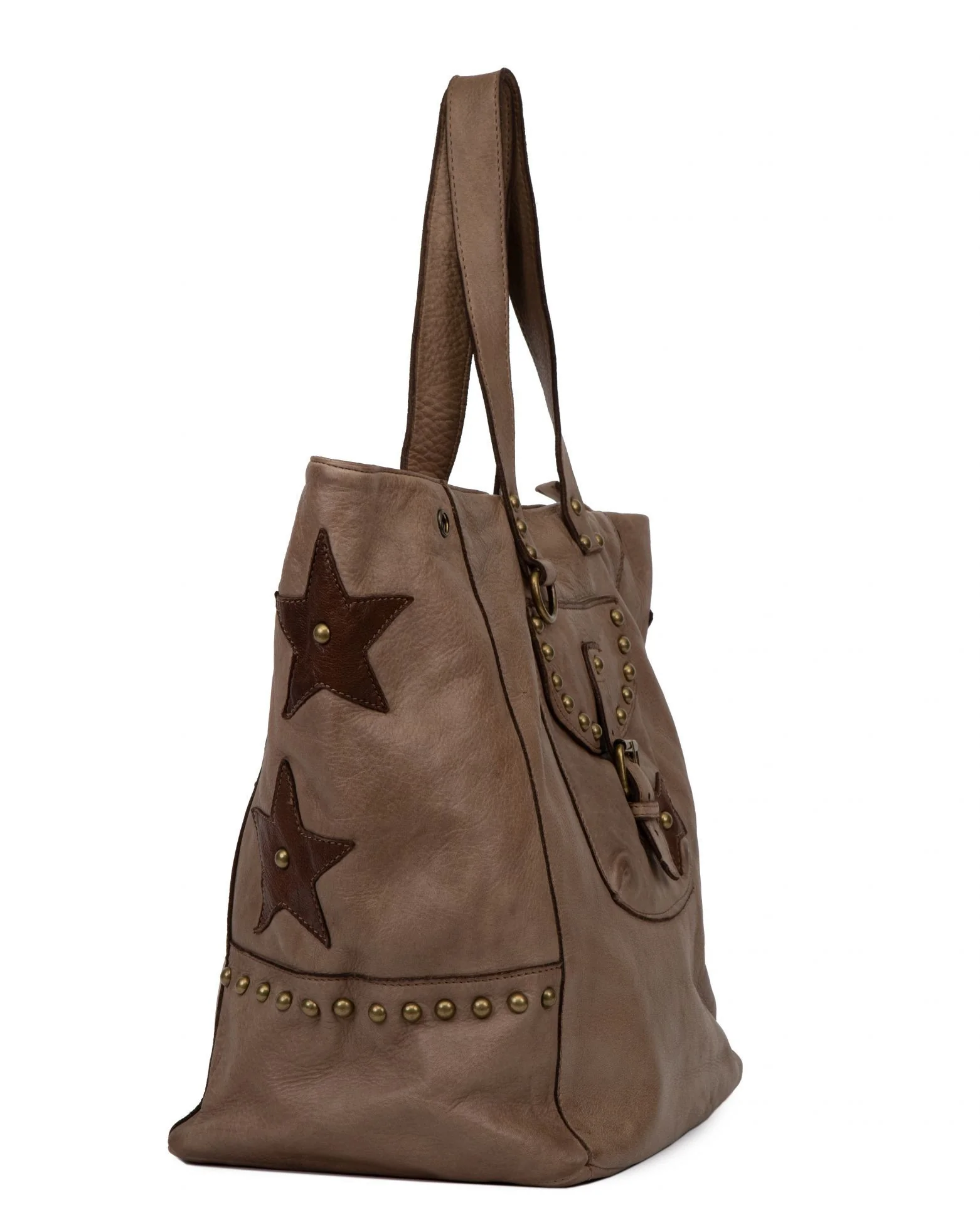 Sac cabas en cuir vintage MISS HOLLY Taupe foncé - Image 2