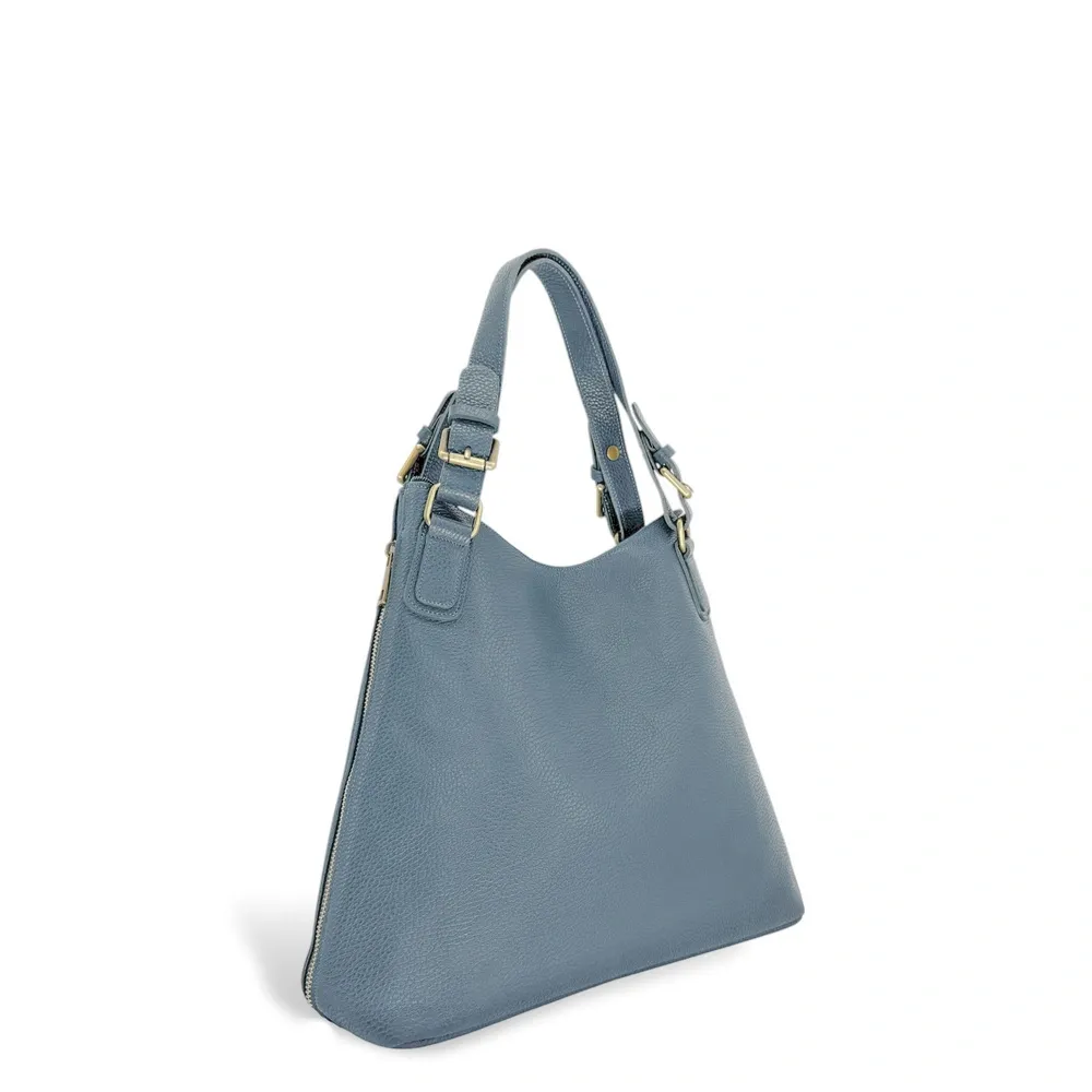 Sac porté épaule en cuir grainé CAMELIA Bleu glacier - Image 6