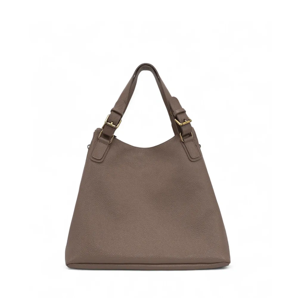 Sac porté épaule en cuir grainé CAMELIA Taupe foncé - Image 5
