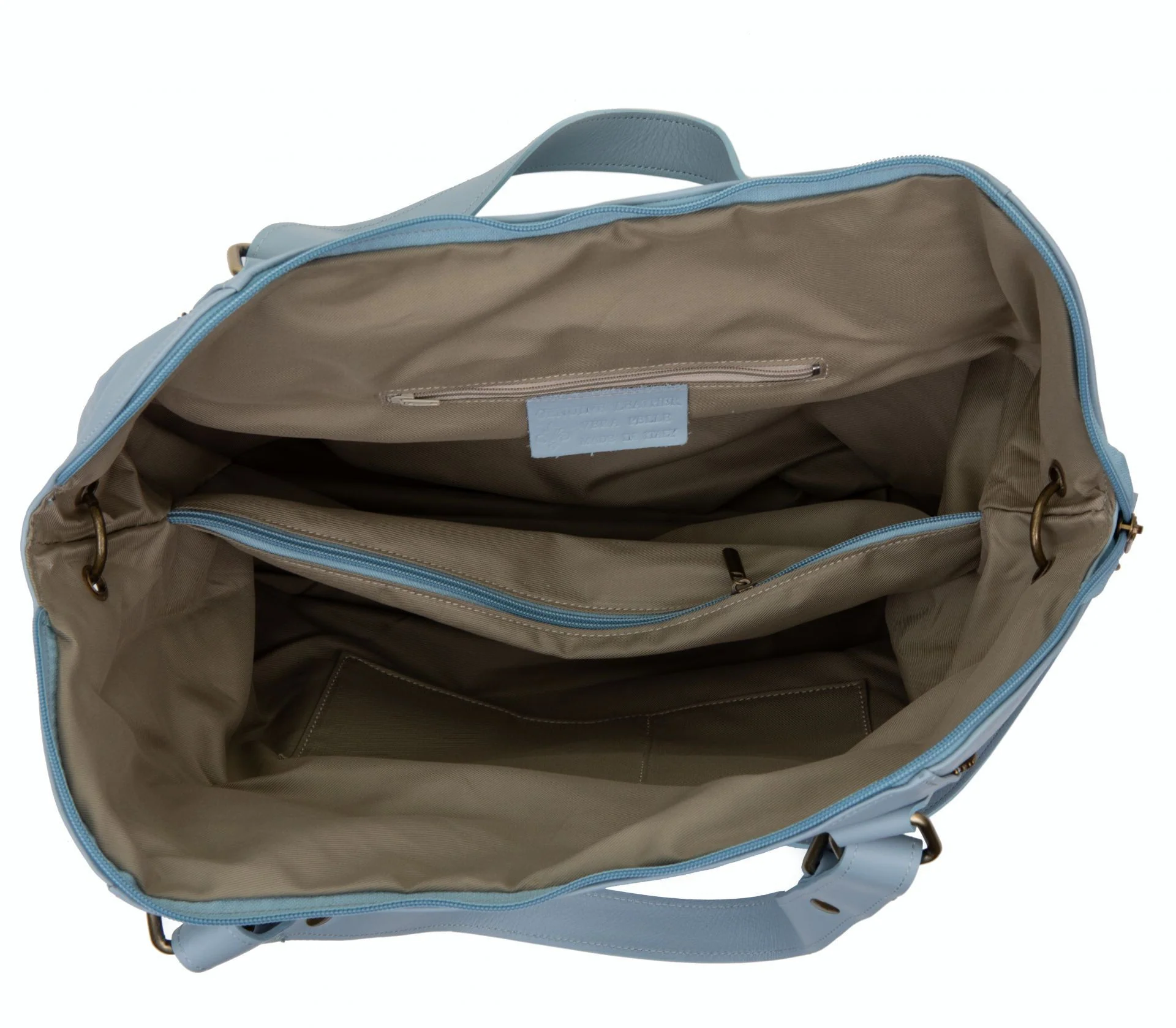 Sac porté épaule en cuir lisse CAMELIA Bleu pastel - Image 5