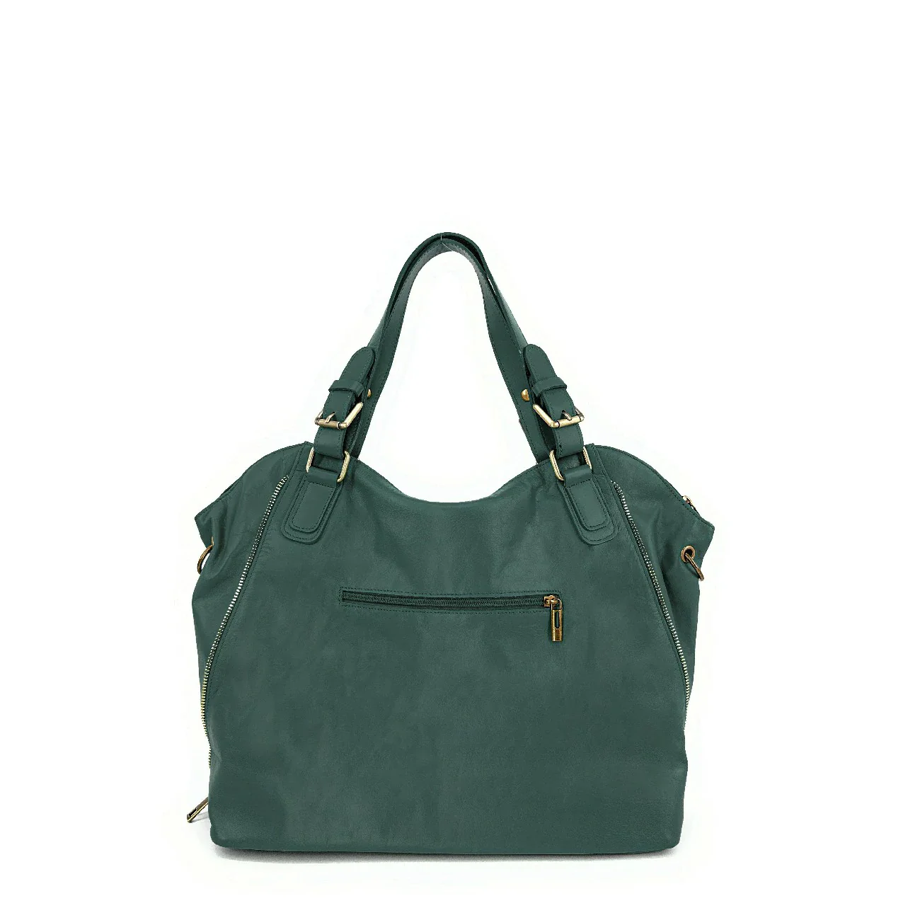 Sac porté épaule en cuir lisse CAMELIA Bleu vert canard - Image 3