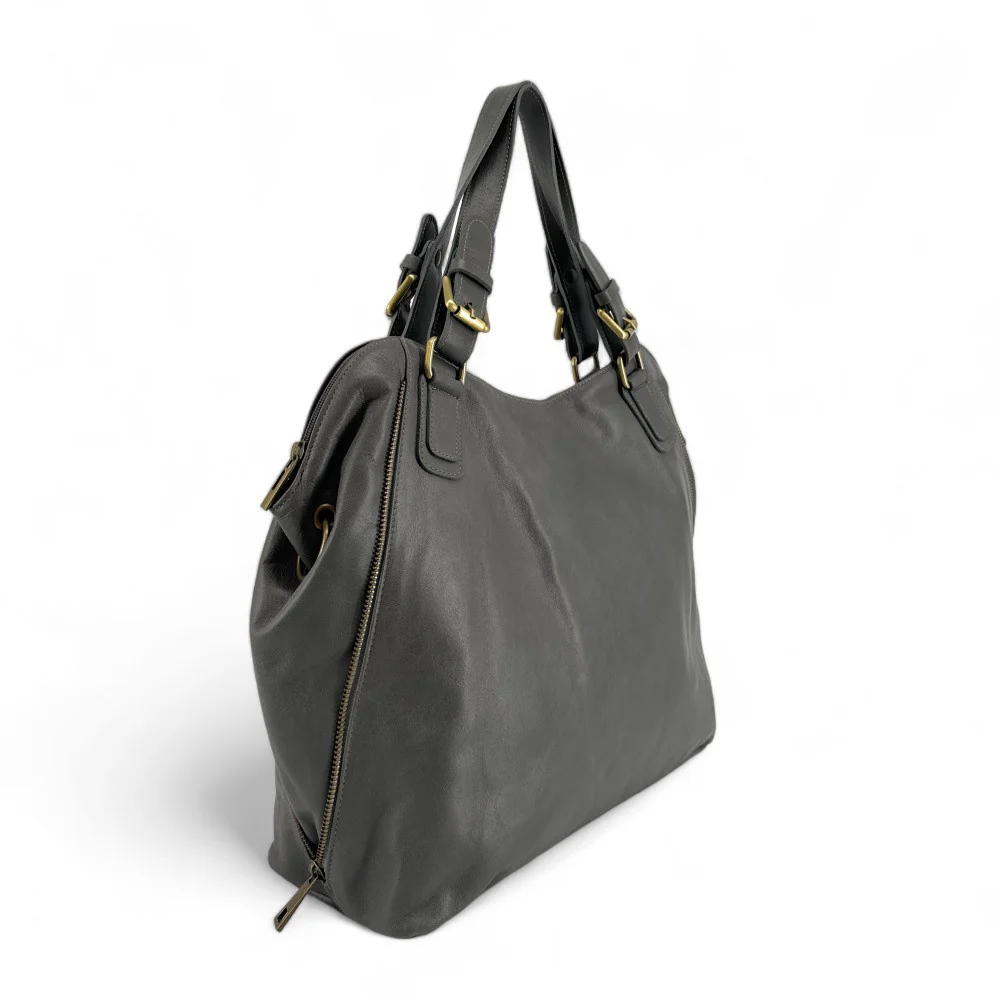 Sac porté épaule en cuir lisse CAMELIA Gris foncé - Image 2