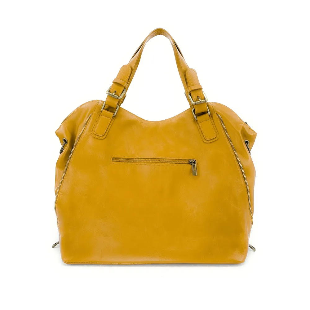 Sac porté épaule en cuir lisse CAMELIA Jaune tournesol - Image 3