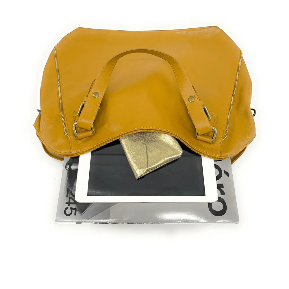 Sac porté épaule en cuir lisse CAMELIA Jaune tournesol - Image 5