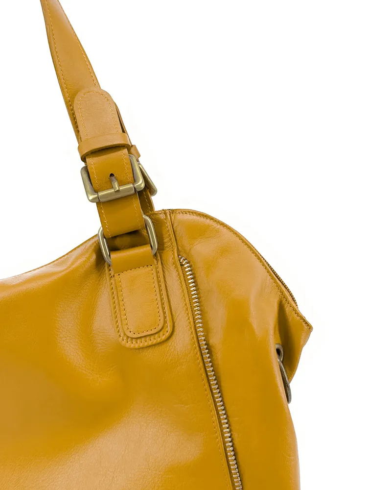 Sac porté épaule en cuir lisse CAMELIA Jaune tournesol - Image 6
