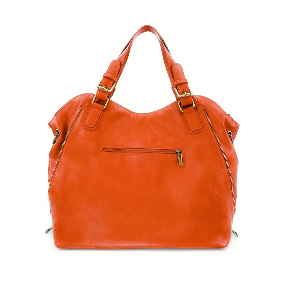 Sac porté épaule en cuir lisse CAMELIA Mandarine - Image 3
