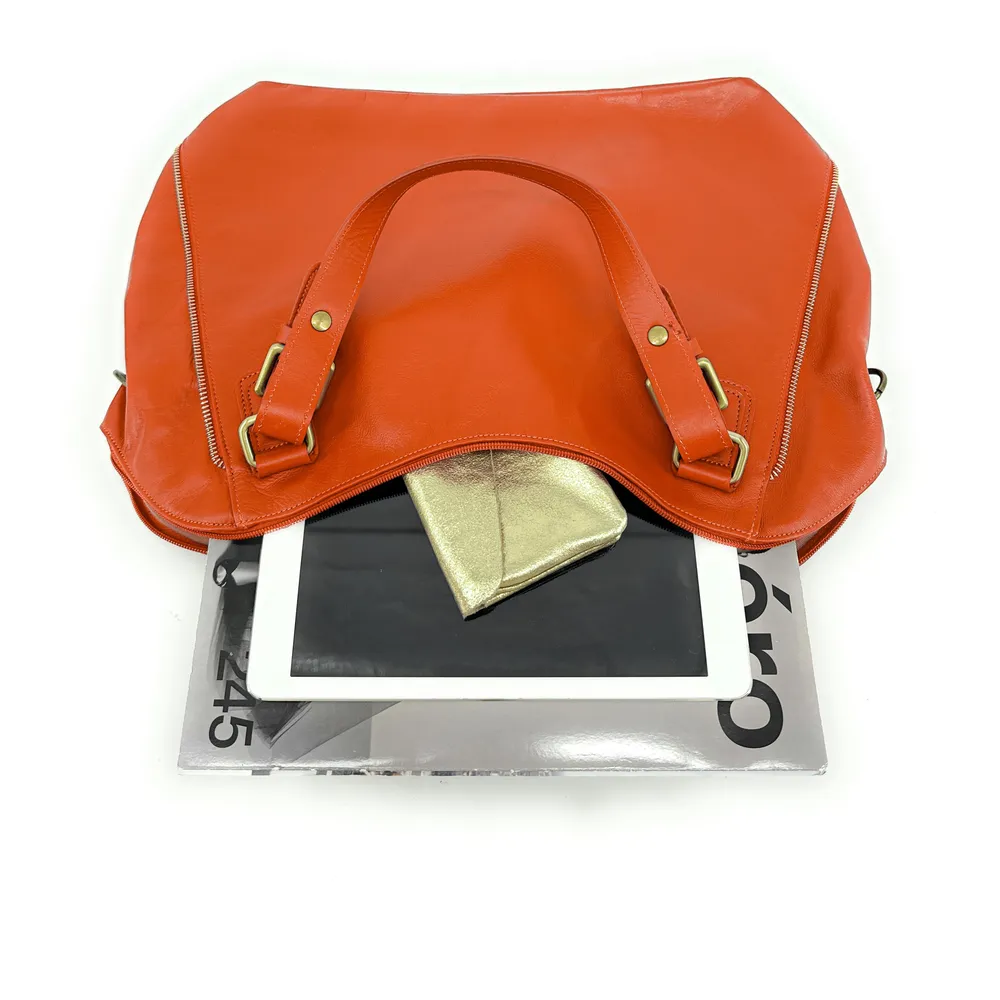 Sac porté épaule en cuir lisse CAMELIA Mandarine - Image 5